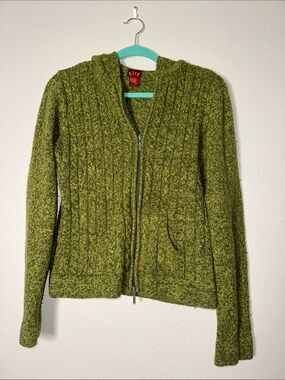 TILT Moss Green Hooded Zip Cardigan